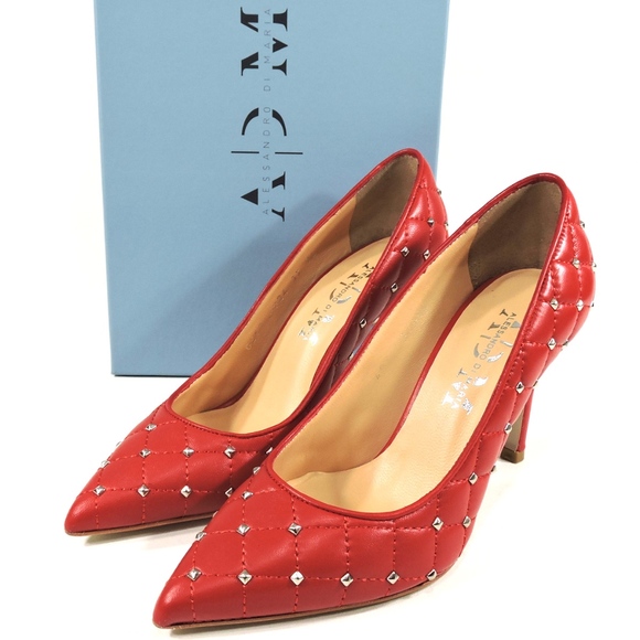 RED LEATHER FASHION PAMPS - Picture 8 of 8